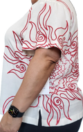 Side view of the henna inspired embroidery